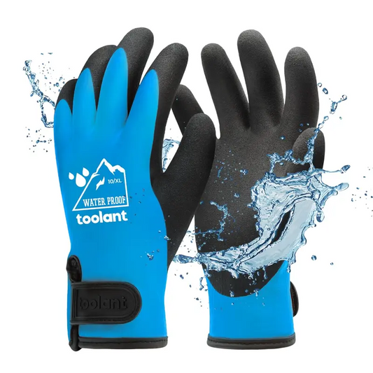 Waterproof Thermal Work Gloves, Heavy Duty Insulated Protective Gloves with Rubber Palm & Velcro Wrist for Gardening and Outdoor Work