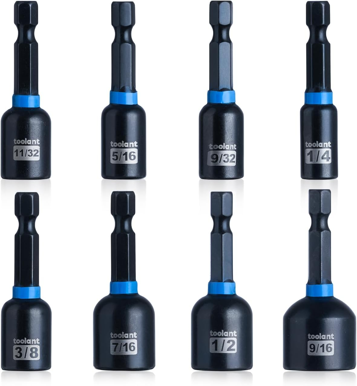 Magnetic Nut Driver Set, Metric & SAE Socket Bits with Impact Adapter, Heavy-Duty Screwdriver Bits for DIY Repair & Maintenance