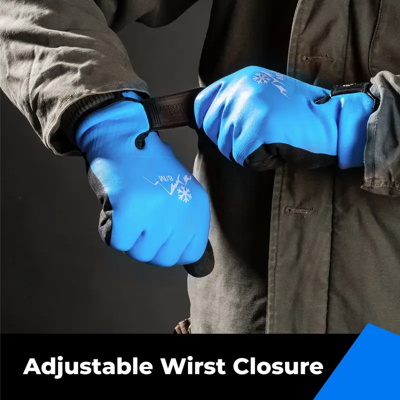 Waterproof Thermal Work Gloves, Heavy Duty Insulated Protective Gloves with Rubber Palm & Velcro Wrist for Gardening and Outdoor Work