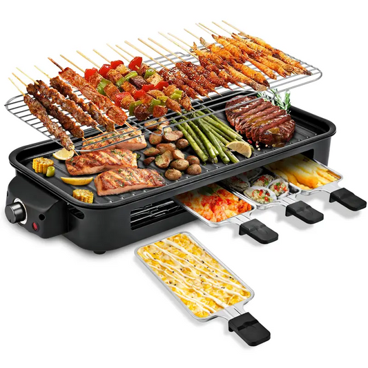 1800W Smokeless Electric Indoor Grill & Griddle – 2-in-1 Nonstick Grill Pan with Adjustable Heat Control and Removable Plates