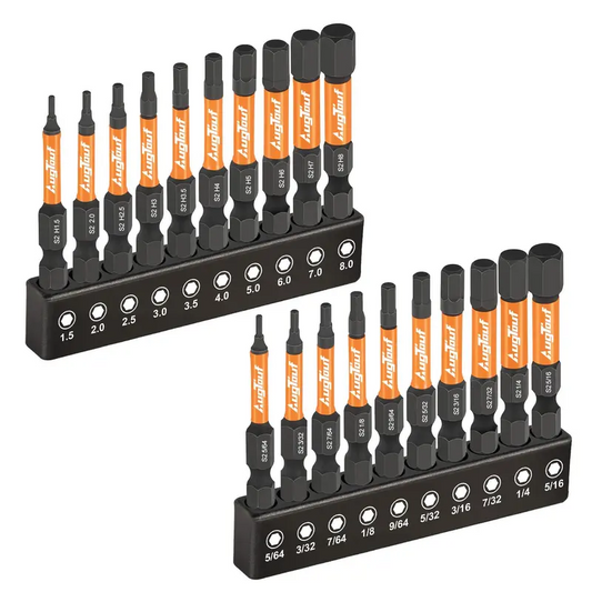 20-Piece Impact Hex Bit Set, Magnetic Allen Wrench Drill Bits, S2 Alloy Steel 2-Inch Hex Driver Bits for Power Drill, DIY, Woodworking & Home Repair