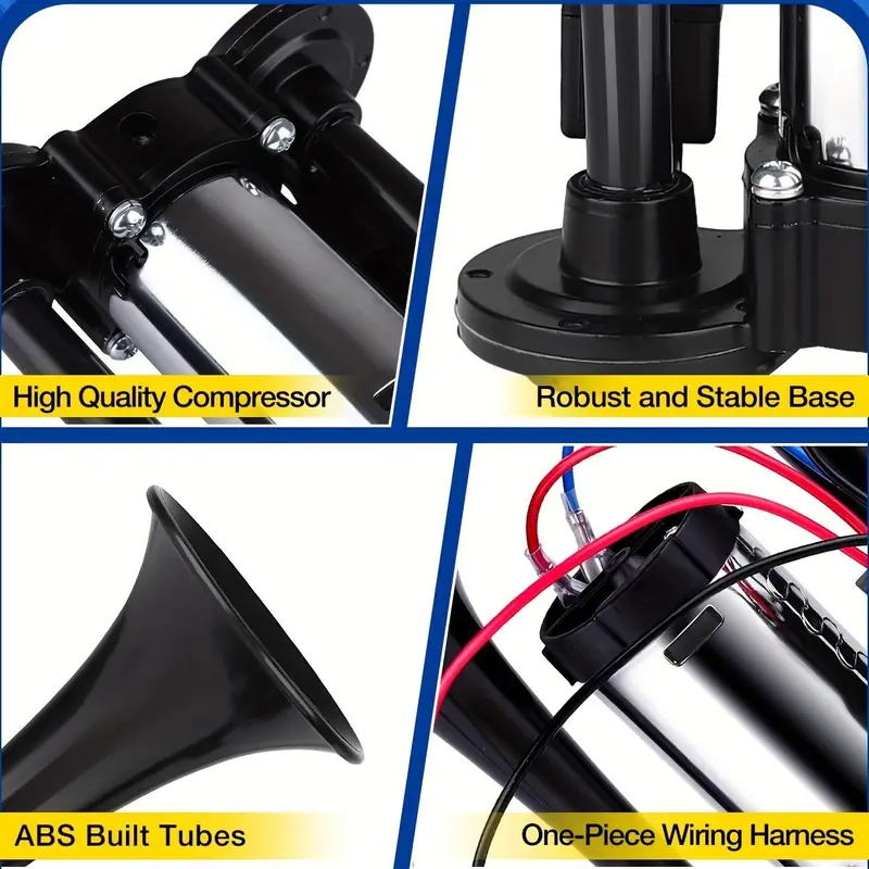 12V 130dB Dual Air Car Horn Kit with Compressor, High-Power Loud Vehicle Horn Set for Trucks, SUVs, Cars & Vehicles, Easy Installation
