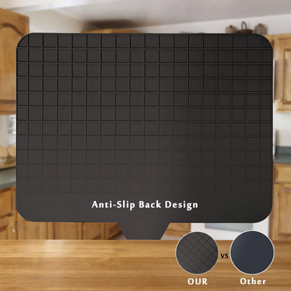 Large Silicone Dish Drying Mat 23x17 Inch, Fast Drying Kitchen Counter Pad with Drainage Edge, Heat Resistant Non-Slip Waterproof Mat