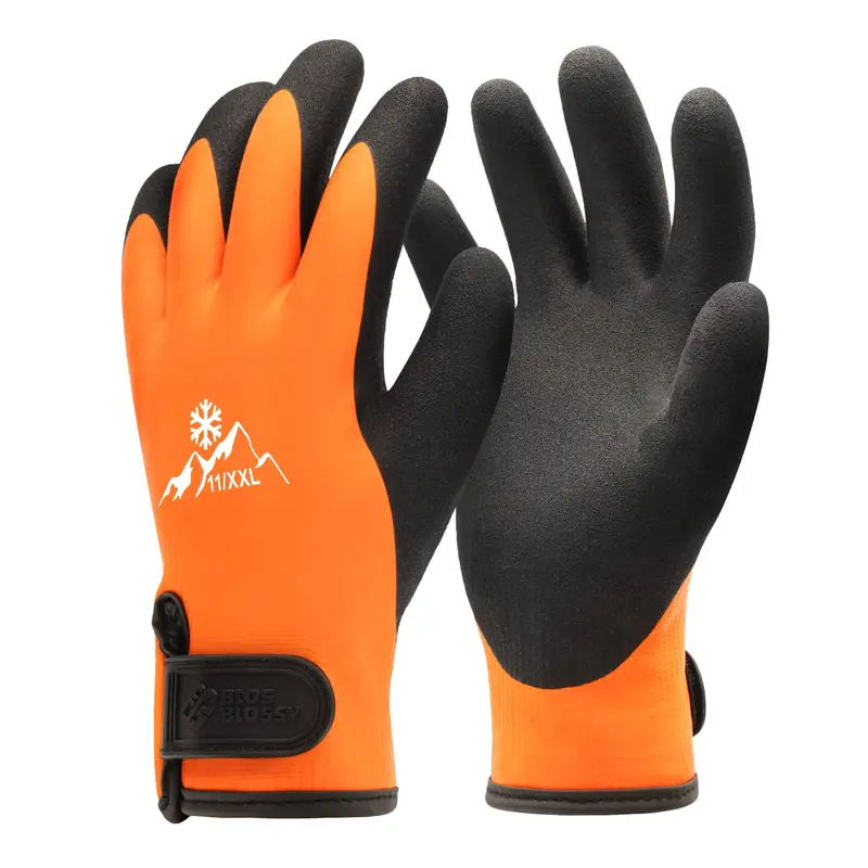 Waterproof Thermal Work Gloves, Heavy Duty Insulated Protective Gloves with Rubber Palm & Velcro Wrist for Gardening and Outdoor Work