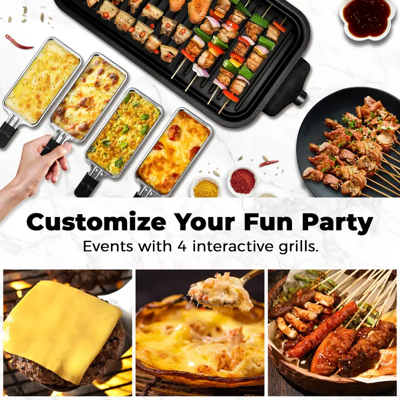 1800W Smokeless Electric Indoor Grill & Griddle – 2-in-1 Nonstick Grill Pan with Adjustable Heat Control and Removable Plates